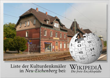 Liste der Kulturdenkmäler in Neu-Eichenberg bei Wikipedia. Dazu gehört auch der Bahnhof Eichenberg