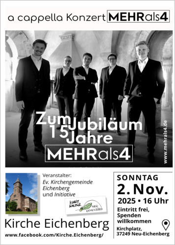 A Cappella Konzert • Zum Jubiläum 15 Jahre »MEHR als 4« 
