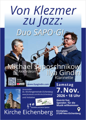 Von Klezmer zu Jazz: Duo SAPO•GI in der Kirche Eicehnberg
